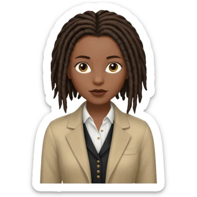 white woman brunette with short hair feminine clothes. And black woman with long dread locks with more masculine clothes sticker