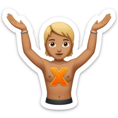 Please make an emoji where the wearer marks O or X with his arm. sticker