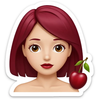 I take second photo but change the color of the hair for a red cherry or burgundy sticker