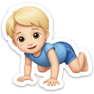 cheerful and cute child crawling on hands and knees sticker