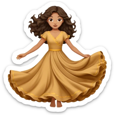 Long dark wavy hair women twirling around sticker
