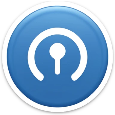 White tickmark inside a blue circle sticker