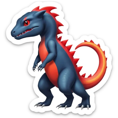 Colorful Dark Shiny Exotic Salandit-Charmeleon-Quilava-Fakémon-hybrid-creature (full body)  sticker