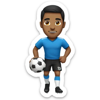 Generate a brown guy with black hair playing soccer  sticker