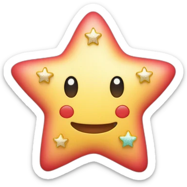 Pastel con forma de de estrella rojo con adornos de estrellas amarillas sin cara sticker