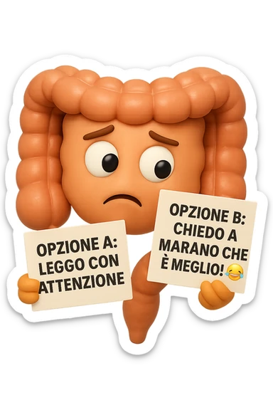 SU QUESTO STILE FAI UN EMOJI STILE IPHONE 3D DI UN INTESTINO CHE HA nella mano destra "OPZIONE A: LEGGO CON ATTENZIONE" E NELLA MANO SINISTRA" OPZIONE B: CHIEDO A MARANO CHE è MEGLIO! (METTICI UNO SMILE CON RISATE QUI)", FAGLI UN ESPRESSIONE CONFUSA MENTRE GUARDA L'OPZIONE A E FALLO MOLTO REALISTICO IN 3D sticker