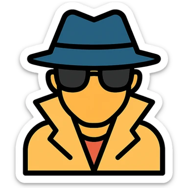 secret agent silhouette wearing sunglasses and a fedora sticker