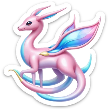 Colorful Shiny Exotic Cresselia-Sylveon-Milotic-Fakémon-hybrid-creature (full body)  sticker