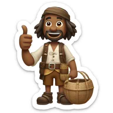 generate an emoji of robinson crusoe giving thumbs up sticker