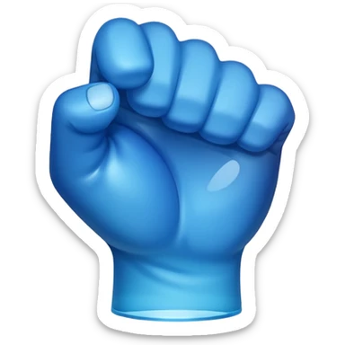 Give me a punching emoji with a blue gradient and transparency, No face, just a fist, With the effect of glass and transparency sticker