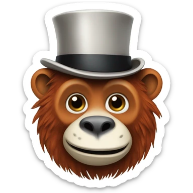 Mix of an orangutan and badger with a top hat on sticker