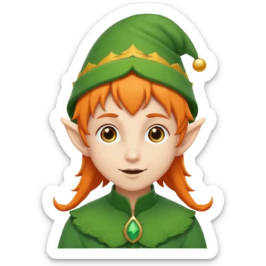 elf with orange hair and green hat sticker