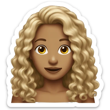 slightly tan woman very long brunette hair curly  sticker