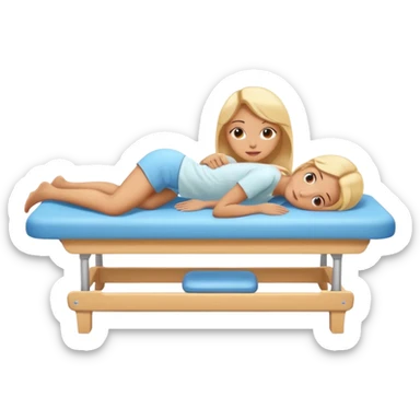 A cute emoji-style illustration of a girl lying on a massage table during a relaxing massage session,  sticker
