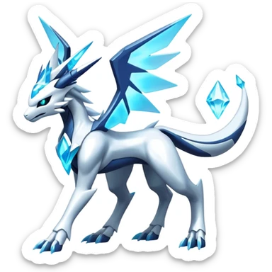 Futuristic Kyurem-reshiram-Glaceon-dialga-suicune-hybrid, full body sticker