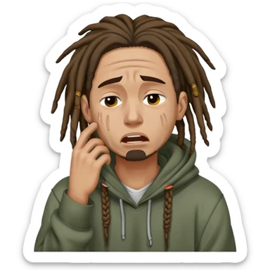Guy with dreads wearin a hoodie crying because he got slapped on the neck  sticker