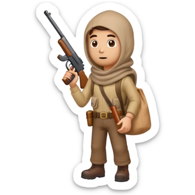 cartoon man with sack over head carrying a toy gun full body sticker