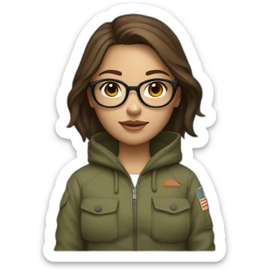 Girl wirh Brown hair and round glasses and a hoodie and cargo pants sticker