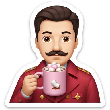 Stalin hold  Light Pink mug of hot chocolate with marshmallows sticker