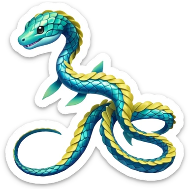 Sleek Serpentine Aquatic Ribbon-bodied Elegant Pokémon-Fakémon-Digimon-Creature, (full body) sticker