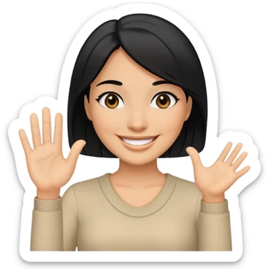 woman with black hair and black eyes greeting sticker