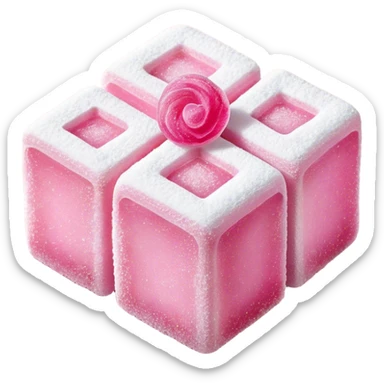 Turkish Delight Cinematic Realistic Turkish Delight Dessert Emoji, depicted as a single, delicate piece of Turkish delight dusted with powdered sugar, rendered with intricate textures and soft, inviting lighting. sticker