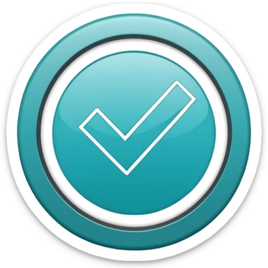 Marca de verificación  un "check"  dentro de un círculo de color cian o turquesa, con un borde gris claro. sticker