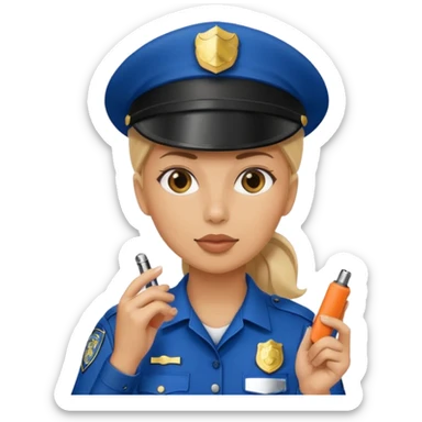 Female police with cap + whistle sticker