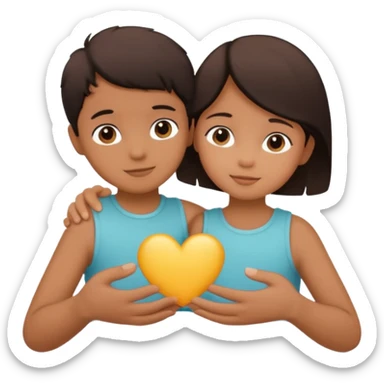 two hands holding a little child silhouette sticker