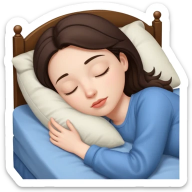 Brunette girl sleeping in the bed sticker