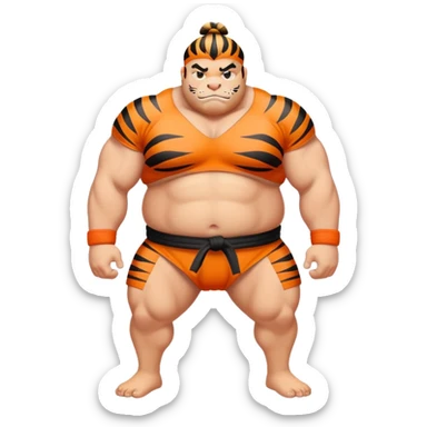 Tiger sumo wrestler with topknot sticker
