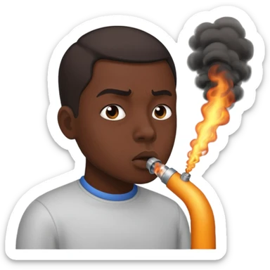 A face that inhales exhaust fumes with power sticker