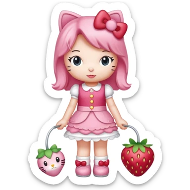 hello kitty strawberry shortcake pink full body sticker