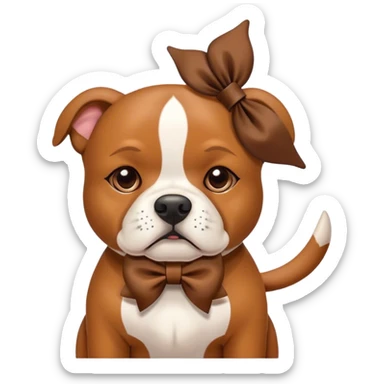 Staffordshire bullterier with  bow on ear sticker