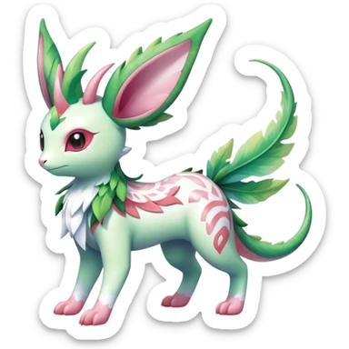 Shiny Exotic Cute Adorable Majestic Ethereal Sparkly Flygon-Sylveon-Leafeon-Shaymin-Hybrid-Creature with white pattern-markings sticker