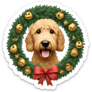 Golden doodle wreath sticker