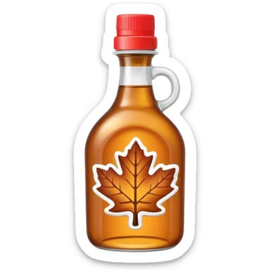 Cute plastic bottle of maple syrup without maple leaves sticker