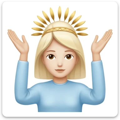clean white figure with hands raised in peace, bathed in soft radiant glow, soft gold white and light blue colors, minimal and reverent, symbolizing spiritual forgiveness and grace sticker