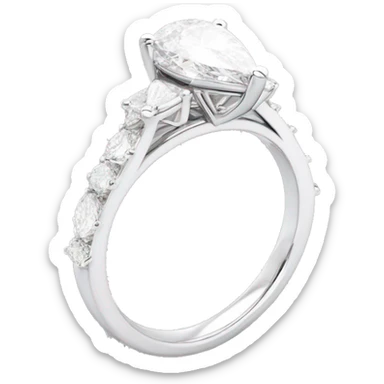 12 carat pear cut diamond engagement ring with small diamonds around the band white gold sticker