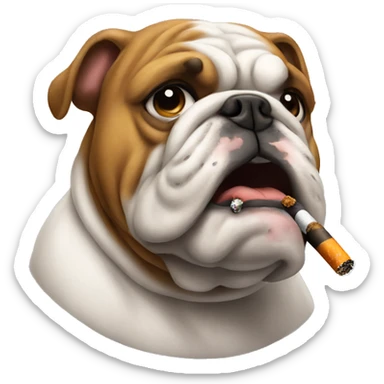 A bulldog smoking a cigarette  sticker