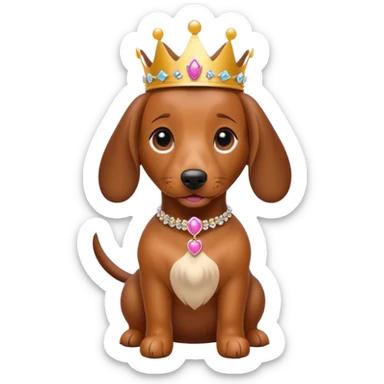 Sausage dog wearing a tiara and bow sticker