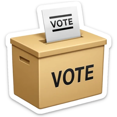 Vote box with 'Vote' written on the front and paper entering the top slot sticker