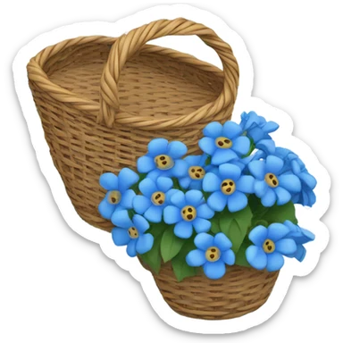 Blue flowers in a basket on a blue picnic mat sticker