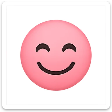 pink face with smiling expression emoji, digital illustration sticker