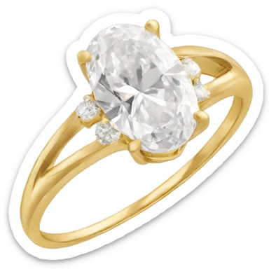 Oval cut diamond ring gold  sticker