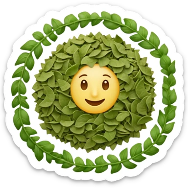 scatter of dry crumbled green flakes with curled uneven shapes and matte texture, color ranges from muted olive to dark sage, evoking sun-dried basil leaves, apple emoji style, soft lighting, subtle shadows, transparent background, emoji scale sticker