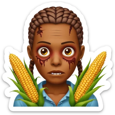 A zombie with corn rows and brown skin sticker