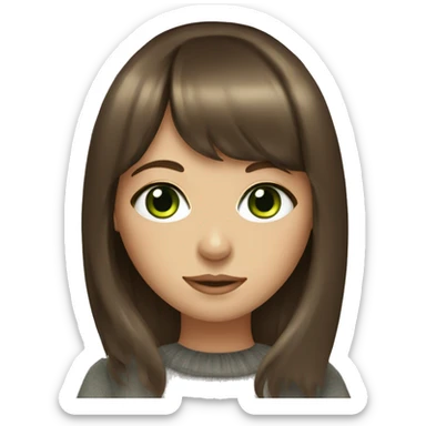  girl with brown hair with bangs with green eyes and eyeliner  sticker