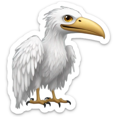 Tall slender snow tall monster with vulture face in long white feathers sticker