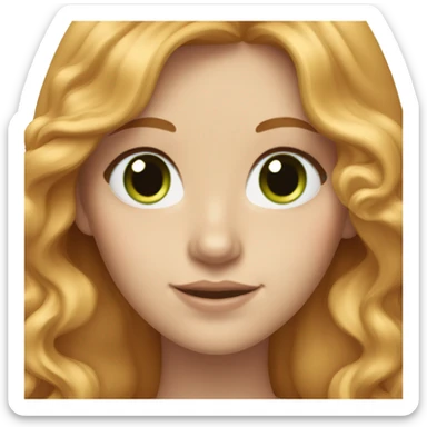 white girl with long wavy strawberry blonde hair and green eyes sticker